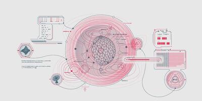 Exploration interface by sci-fi infographics. vector