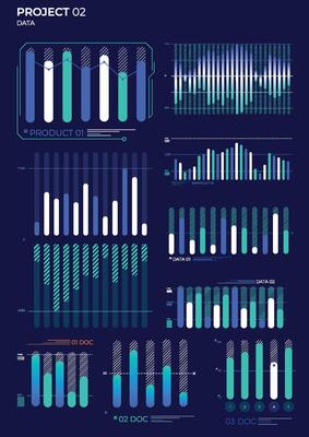 Business elements charts in color. illustration.