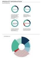Data analysis pie charts in color. Finance elements charts. vector