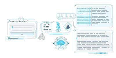 Sci-fi HUD interface for data research. vector