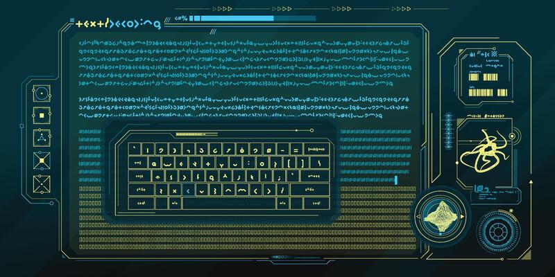 Futuristic HUD interface for processing server data.