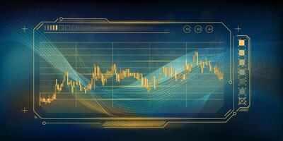 Abstract concept with digital waves and financial charts. vector