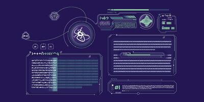 Sci-fi medical research program interface. vector