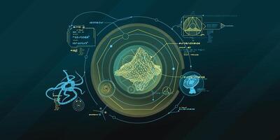 Sci-fi HUD interface for data research. vector
