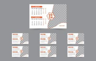 Desk calendar template 2024. Office Calendar 2024, template for annual calendar 2024, Minimalist desk calendar 2024 template vector
