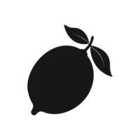 Citrus Lemon Silhouette with Leaves on an Isolated White Background vector