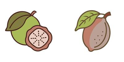 Minimalistic Green and Brown Lemon Silhouette with Detailed Leaves and Sliced View with Illustration vector