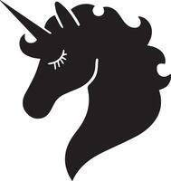 Mythical Charm Elegant Unicorn Head Side Profile in Silhouette vector