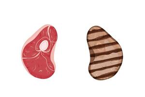 A piece of meat with a bone. Fresh and barbecue. vector