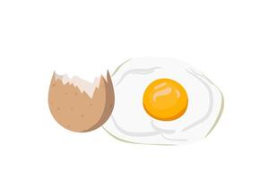 Omelet breakfast with egg and shell. Healthy eating food. vector
