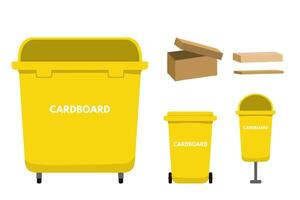 Waste sorting set. Garbage bin for cardboard, recycling package vector