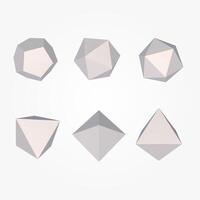 3D pyramids and pentagons set. Realistic white figures, geometry design. vector