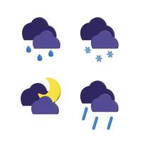 3d night weather icons for web application. Symbols forecast set UX UI design. vector