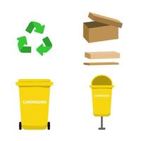 WebWaste sorting set. Garbage bin for cardboard, recycling package vector