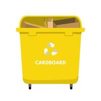 Waste sorting set. Trash bin for cardboard, recycling package vector