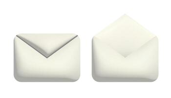 Closed and opened 3d letter envelopes. Template of message notification. vector