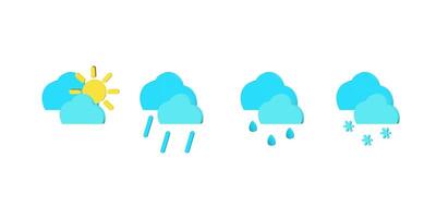 3d blue weather icons for web application. Symbols forecast set UX UI design. vector