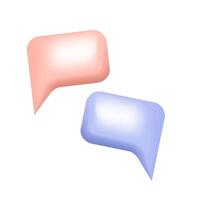 Pink and blue 3d bubble speeches on white background. Blank messenger without text, online chat, web banner. vector