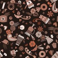 Coffee design. Seamless pattern background. Croissant donut muffin vector