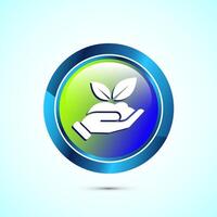 Plant icon design illustration, Sprout icon for apps and webs, Glossy Round Button Design vector