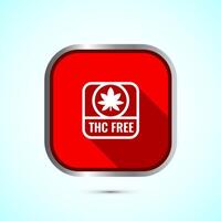 THC free icon design illustration, CBD hemp oil label, marijuana oil, Red Shadow Button Design vector