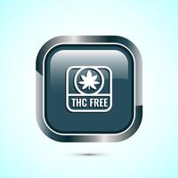 THC free icon design illustration, CBD hemp oil label, marijuana oil, Gray Color Square Button Design vector