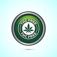 THC free icon design illustration, CBD hemp oil label, marijuana oil, Green Color Round Button Design vector