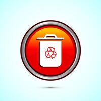 Recycling bin icon design illustration. Environment icon, trash bin sign, Orange Color Round Button Design vector