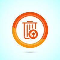 Recycling bin icon design illustration. Environment icon, trash bin sign, Orange Color Button Design vector