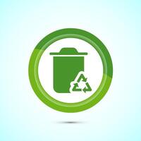 Recycling bin icon design illustration. Environment icon, trash bin sign, Green Color Button Design vector