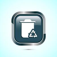 Recycling bin icon design illustration. Environment icon, trash bin sign, Gray Color Square Button Design vector