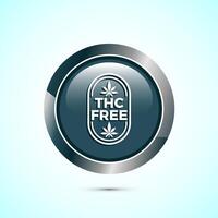 THC free icon design illustration, CBD hemp oil label, marijuana oil, Gray Color Round Button Design vector