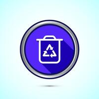 Recycling bin icon design illustration. Environment icon, trash bin sign, Blue Shadow Button Design vector