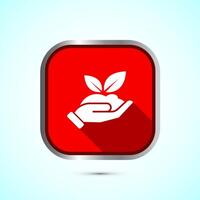 Plant icon design illustration, Sprout icon for apps and webs, Red Shadow Button Design vector