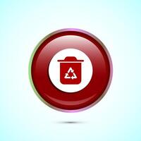 Recycling bin icon design illustration. Environment icon, trash bin sign, Blue Color Button Design vector