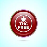 THC free icon design illustration, CBD hemp oil label, marijuana oil, Red Color Round Button Design vector