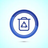 Recycling bin icon design illustration. Environment icon, trash bin sign, Blue Color Button Design vector