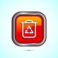 Recycling bin icon design illustration. Environment icon, trash bin sign, Orange Color Square Button Design vector