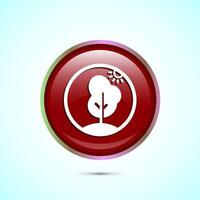 Nature icon design illustration, Outdoor icon, Ecology nature element, Red Color Round Button Design vector