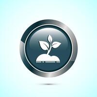 Plant icon design illustration, Sprout icon for apps and webs, Gray Color Round Button Design vector