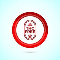 THC free icon design illustration, CBD hemp oil label, marijuana oil, Red Color Button Design vector