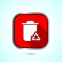 Recycling bin icon design illustration. Environment icon, trash bin sign, Red Shadow Button Design vector