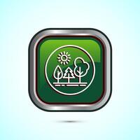 Nature icon design illustration, Outdoor icon, Ecology nature element, Green Color Square Button Design vector