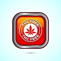 THC free icon design illustration, CBD hemp oil label, marijuana oil, Orange Color Square Button Design vector