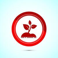 Plant icon design illustration, Sprout icon for apps and webs, Red Color Button Design vector