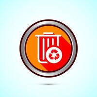 Recycling bin icon design illustration. Environment icon, trash bin sign, Orange Shadow Button Design vector