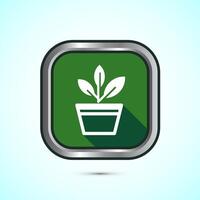 Plant icon design illustration, Sprout icon for apps and webs, Green Shadow Button Design vector