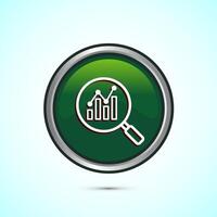 Data analytics icon design illustration. Market research, analytic icon, Green Color Round Button Design vector