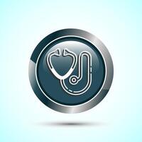 Stethoscope icon design illustration. Doctor stethoscope medical device icon, Gray Color Round Button Design vector