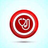 Stethoscope icon design illustration. Doctor stethoscope medical device icon, Red Color Button Design vector